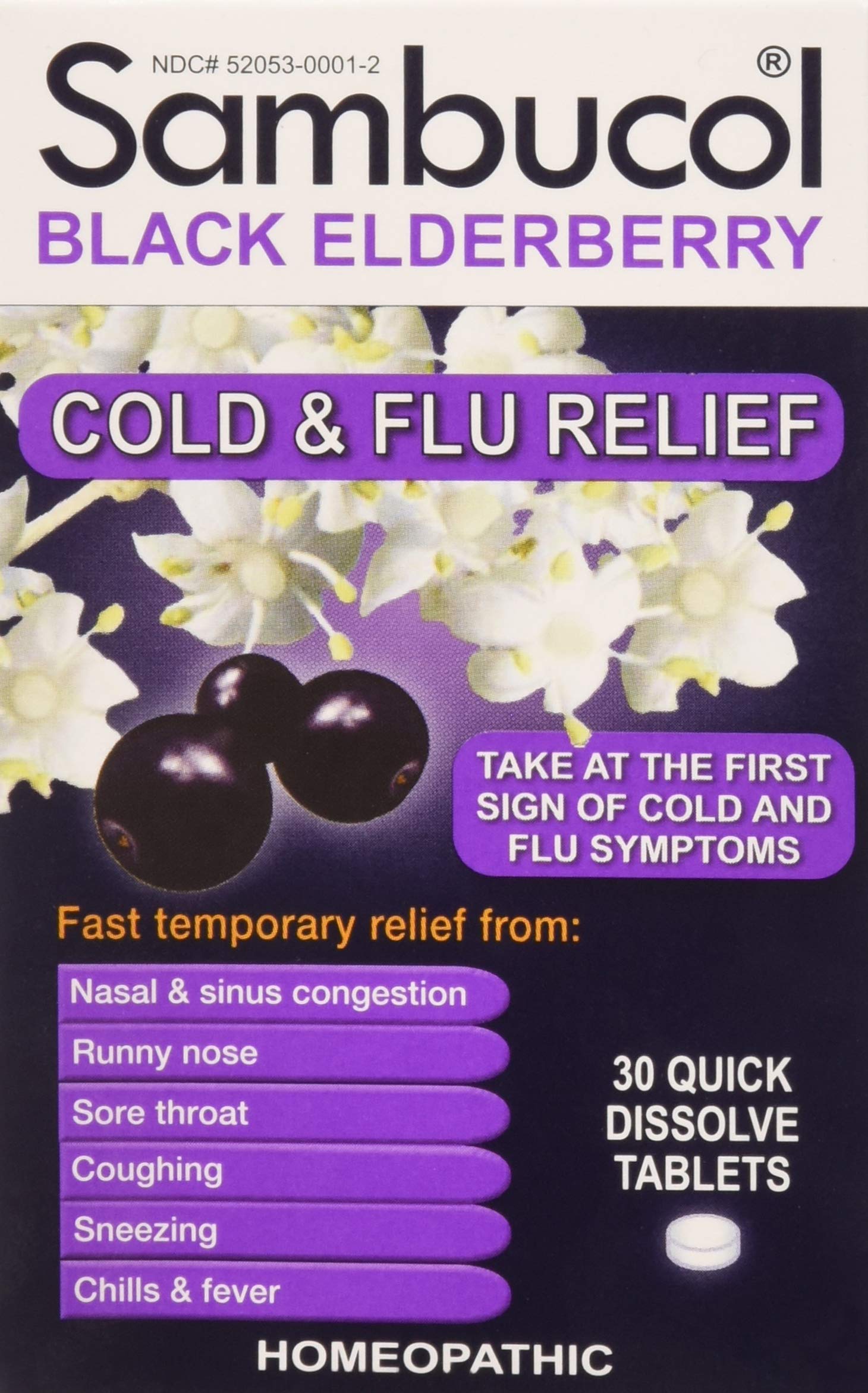 SAMBUCOL BLACK ELDERBERRY COLD & FLU, 30 TAB (2 Pack) LifeIRL