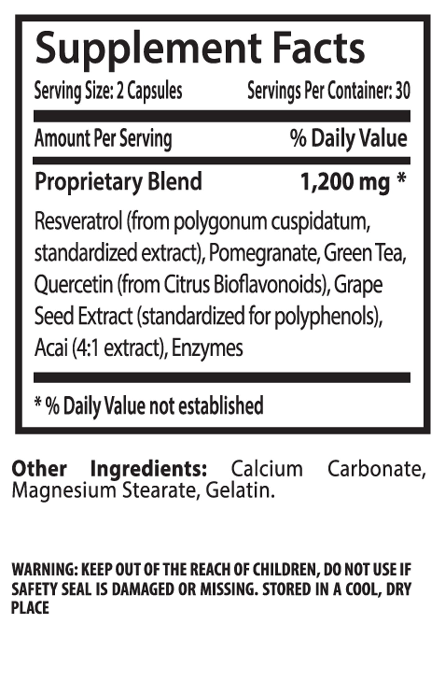 Natural Herbal Complex Resveratrol 1200mg Maximum Strength Plus