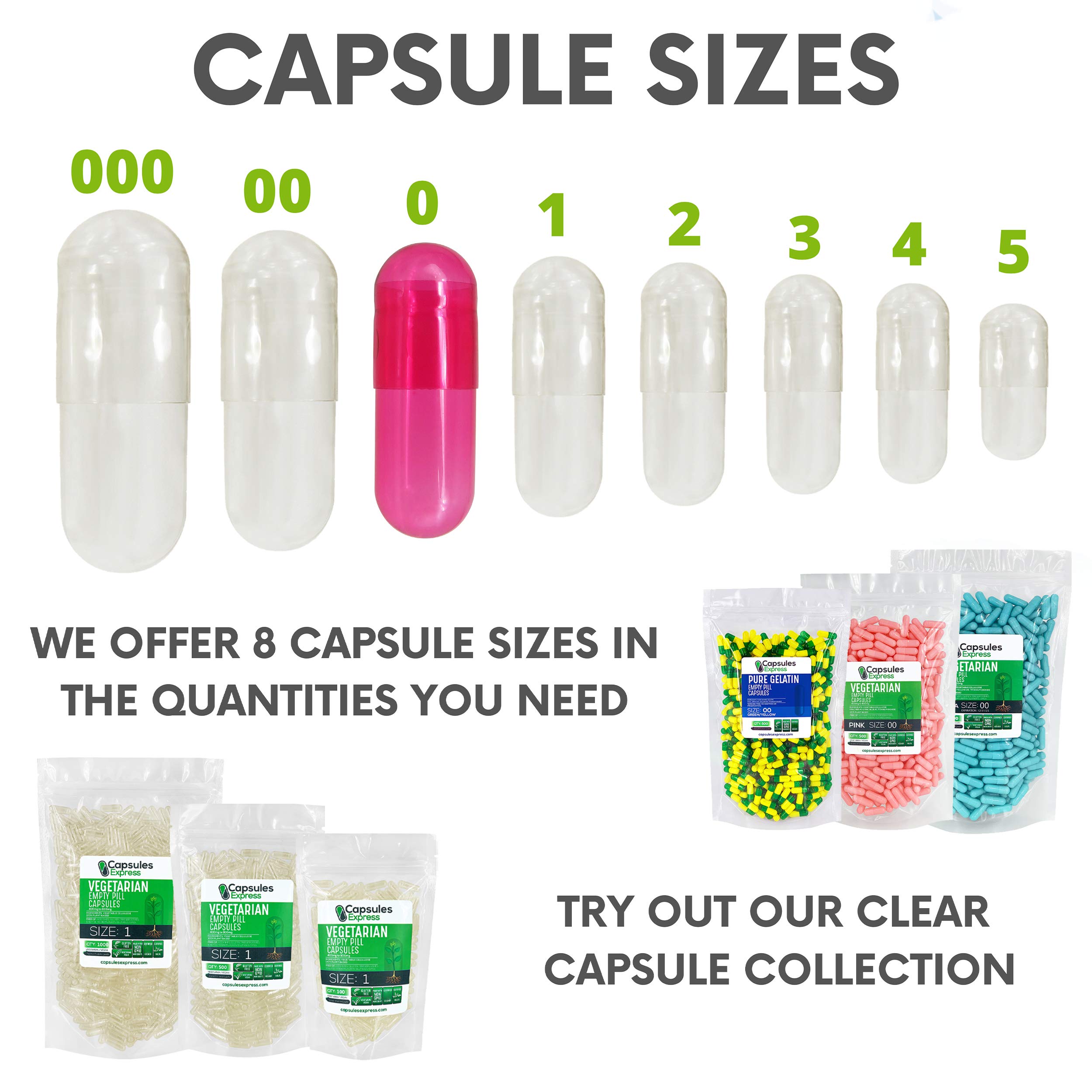 Capsules Express Size 0 Azalea Pink Clear Empty Gelatin Capsules 1000