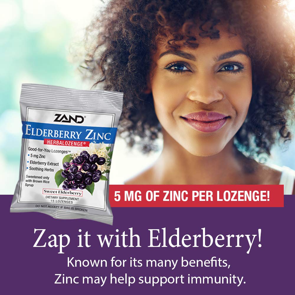 Zand, Elderberry Zinc, 15 Lozenges LifeIRL