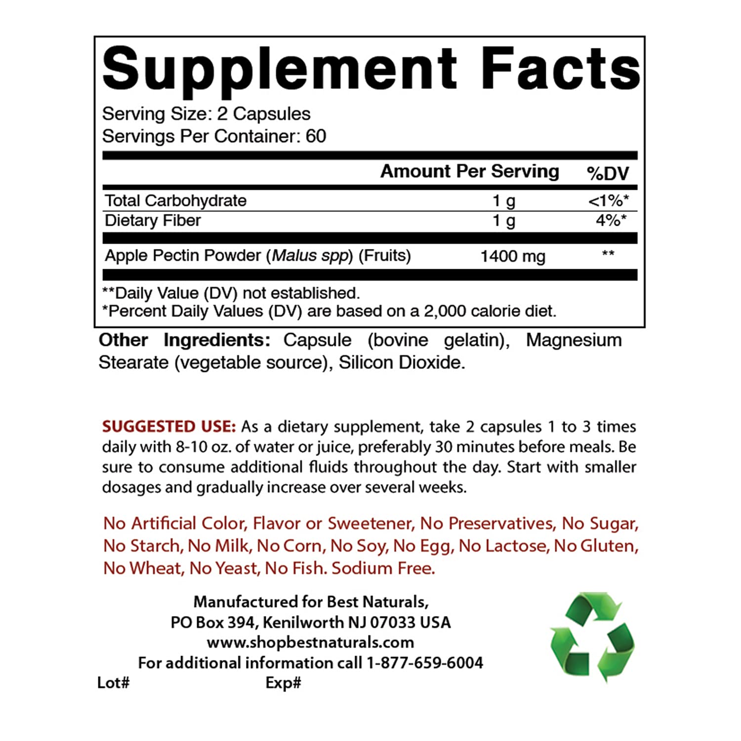 Best Naturals Apple Pectin 700 mg & Quercetin 1000 mg LifeIRL